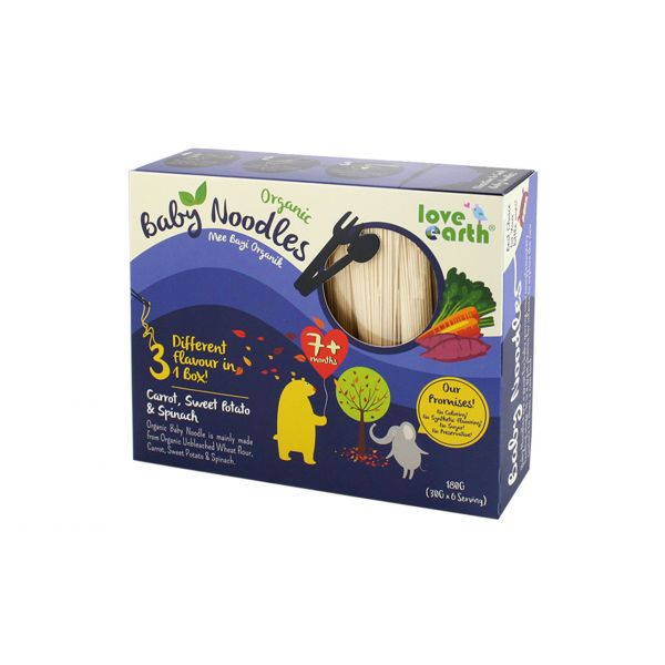 LE Organic Baby Noodles - Carrot, Sweet potatoes, Spinach