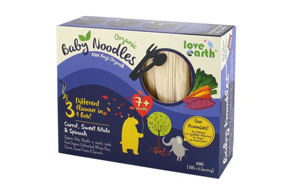 Love Earth LE Organic Baby Noodles Carrot, Sweet potatoes, Spinach