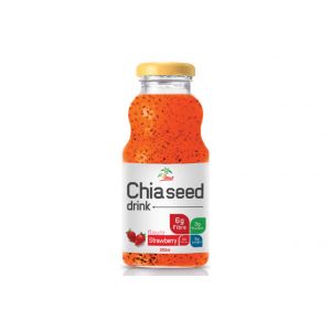Chia seed drink & Strawberry Flavor (Glass Bottle 250ml)