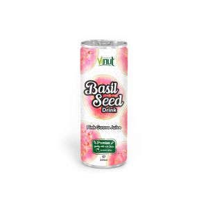 250 Aluminium can Basil seed drink with Pink Guava juice flavour